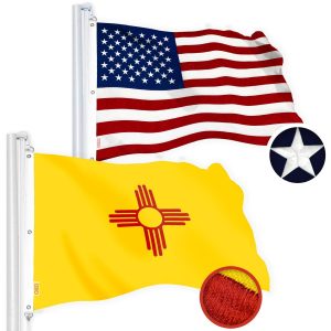 G128 Combo Pack: American USA Flag 6x10 Ft & New Mexico Flag 6x10 Ft, Both Embroidered SPUN Polyester, Indoor/Outdoor, Brass Grommets