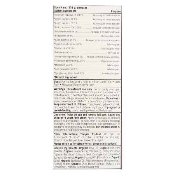 T-Relief - Pain Relief Ointment - Arnica plus 12 Natural Ingredients - 3.53 oz
