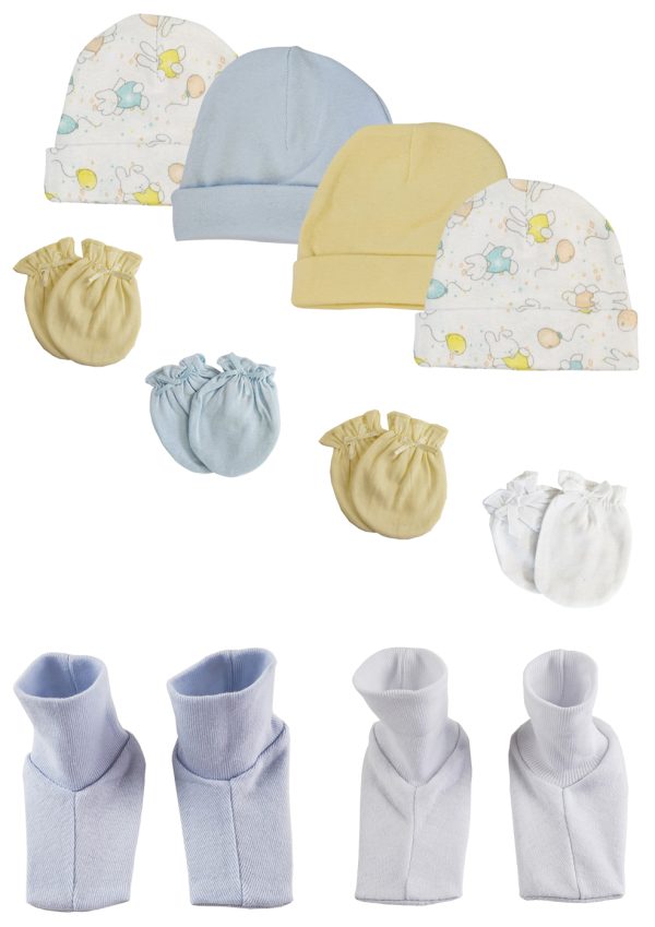 Boys Baby Caps, Booties And Mittens (pack Of 10) Nc_0262