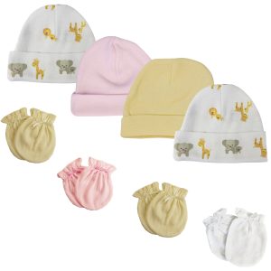 Baby Girls Caps And Mittens (pack Of 8) Nc_0381