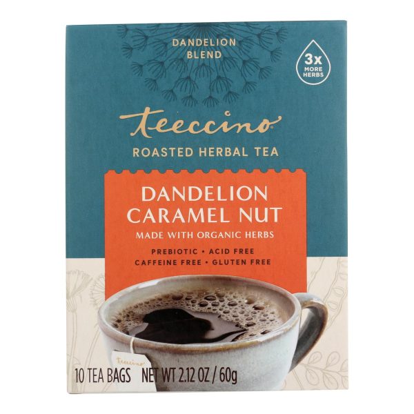 Teeccino Organic Herbal Coffee - Dandelion Caramel Nut - 10 Bags - Case of 6 - Image 3