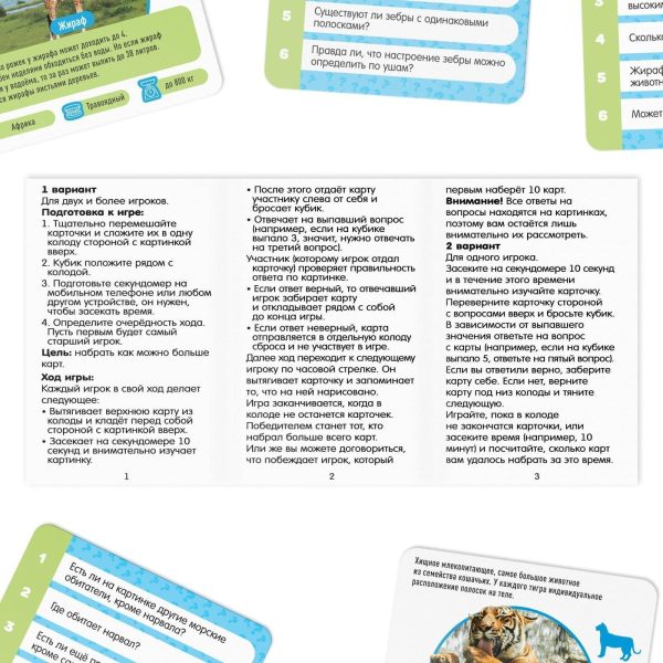 Animal Facts Quiz Game for Kids 5  – 50 Cards and Dice Russian Language Instructions Develops Observation Memory Logic Coordination – Настольная Игра Факты о Животных - Image 3