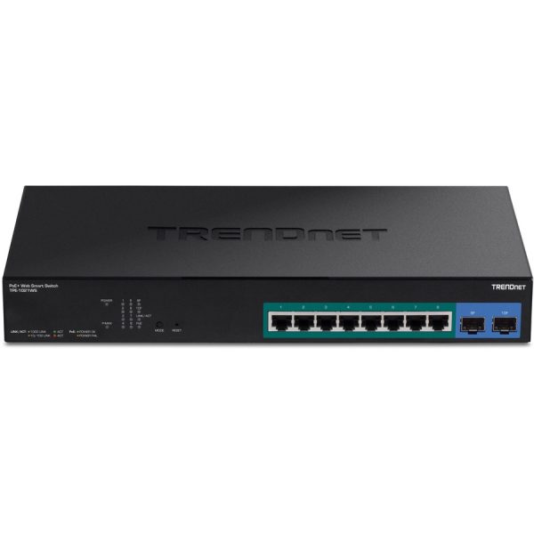 TRENDnet 10-Port Gigabit Web Smart PoE+ Switch with 8 Gigabit PoE+ Ports, 2 SFP Slots, 130W PoE Budget, VLAN, QoS, LACP, IPv4/IPv6 Static Routing, Black, TPE-1021WS - Image 4