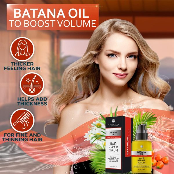 Batana Oil Hair Serum   Repair Thinning Dry Damaged Fine and Split Ends   Thickening Lightweight Formula   Anti Frizz and Heat Protection Control Products for Men and Women   Curly and Frizzy Mix - Image 2