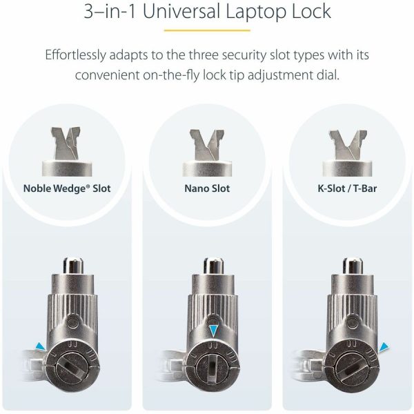 StarTech.com Universal Laptop Lock 6.6ft, Security Cable For Notebook Compatible w/Noble Wedge®/Nano/K-Slot; Keyed Locking Cable - Image 10