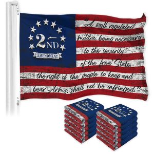 G128 10 Pack: 2nd Amendment American Flag | 3x5 Ft | LiteWeave Pro Series Printed 150D Poly | Historical Flag, Indoor/Outdoor, Vibrant Colors, Brass Grommets, Thicker and More Durable Than 100D 75D