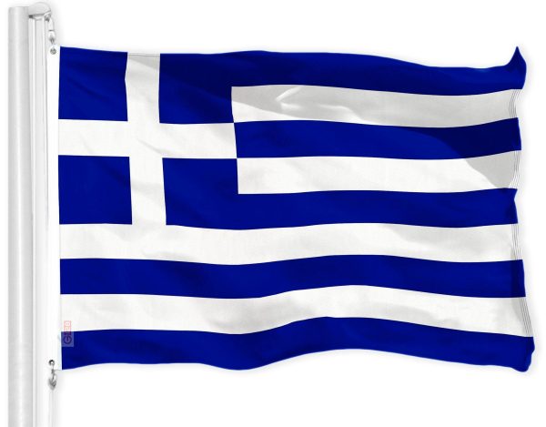 G128 Greece Greek Flag | 3x5 feet | Printed 150D, Indoor/Outdoor, Vibrant Colors, Brass Grommets, Quality Polyester, Much Thicker More Durable Than 100D 75D Polyester