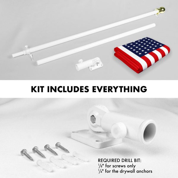 G128 Combo Pack: 6 Ft Tangle Free Aluminum Spinning Flagpole (White) & American USA 51 Stars Flag 3x5 Ft, LiteWeave Pro Series Printed 150D Polyester | Pole with Flag Included - Image 2