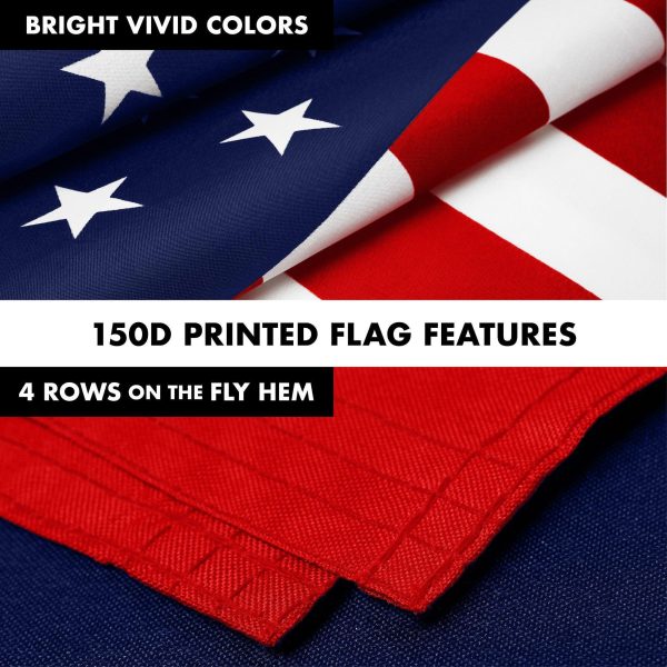 G128 Combo Pack: 6 Ft Tangle Free Aluminum Spinning Flagpole (White) & American USA 51 Stars Flag 3x5 Ft, LiteWeave Pro Series Printed 150D Polyester | Pole with Flag Included - Image 5