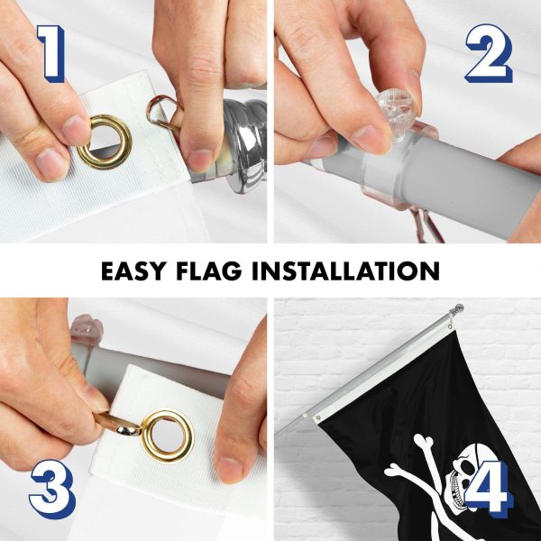 G128 Combo Pack: Flag Pole 6 FT Silver Tangle Free & Pirate Jolly Roger Bones Flag 3x5ft 150D Printed Polyester - Image 7