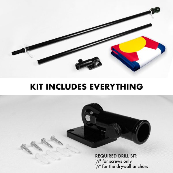 G128 Combo Pack: 6 Feet Tangle Free Spinning Flagpole (Black) Colorado CO State Flag 3x5 ft Printed 150D Brass Grommets (Flag Included) Aluminum Flag Pole - Image 2