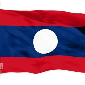G128 Laos Laotian Flag | 3x5 Ft | Printed 150D Polyester - Indoor/Outdoor, Vibrant Colors, Brass Grommets, Quality Polyester, Much Thicker More Durable Than 100D 75D Polyester