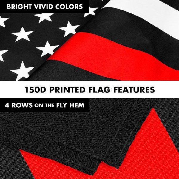 G128 Combo Pack: 6 Feet Tangle Free Spinning Flagpole (White) Thin Red Line Flag 3x5 ft Printed 150D Brass Grommets (Flag Included) Aluminum Flag Pole - Image 5