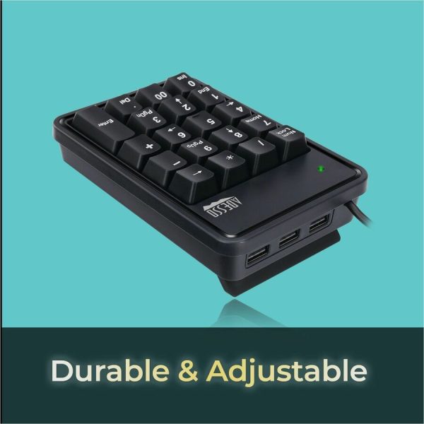 Adesso 19-Key Mechanical Keypad with 3-Port USB Hub - Image 2