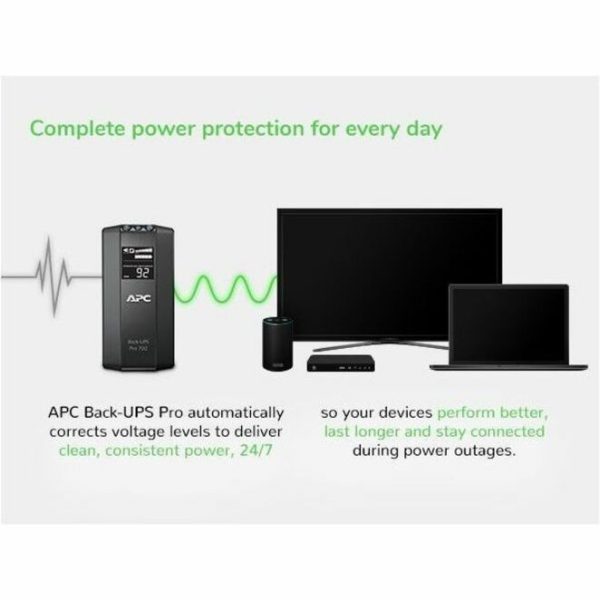 APC Back-UPS Pro, 700VA/420W, Tower, 120V, 6x NEMA 5-15R outlets, AVR, LCD, User Replaceable Battery - Image 2