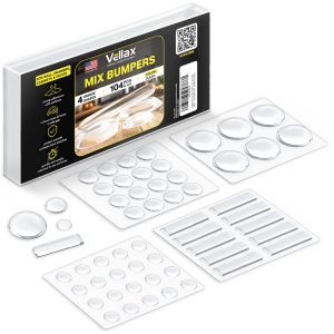 Self Adhesive Cabinet Door Bumpers   104 pcs Sticky Silicone Clear Mix Rubber Bumpers   Cabinet Bumpers for Wall Protection Kitchen Furniture Decor Drawer Stops