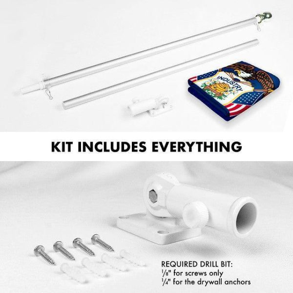 G128 Combo Pack: 6 Feet Tangle Free Spinning Flagpole (Silver) Utah UT State Flag 3x5 ft Printed 150D Brass Grommets (Flag Included) Aluminum Flag Pole - Image 2