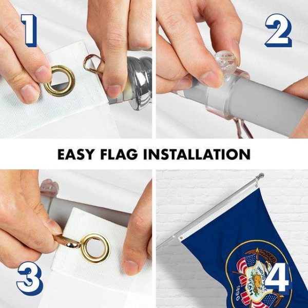 G128 Combo Pack: 6 Feet Tangle Free Spinning Flagpole (Silver) Utah UT State Flag 3x5 ft Printed 150D Brass Grommets (Flag Included) Aluminum Flag Pole - Image 7