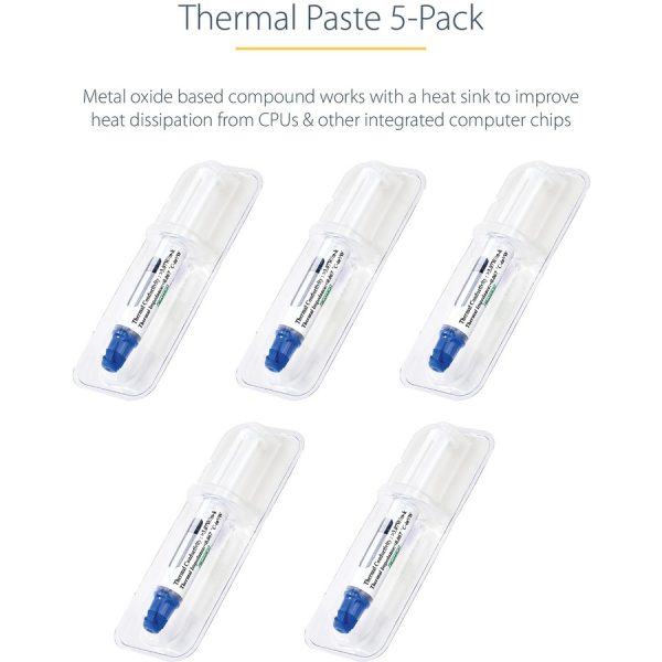 StarTech.com Thermal Paste, Pack of 5 Syringes (1.5g/ea), Metal Oxide Heat Sink Compound, CPU Paste - Image 8