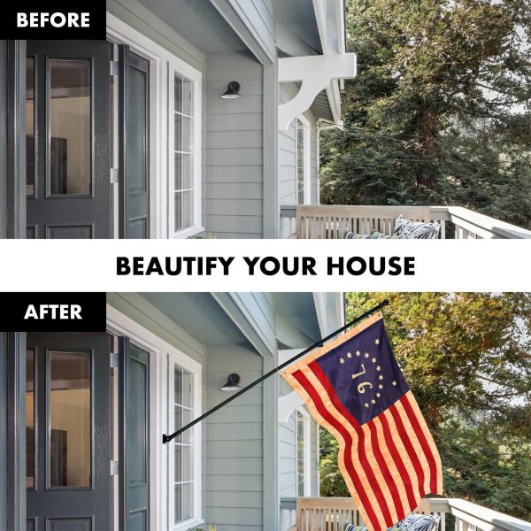 G128 Combo Pack: 6 Ft Tangle Free Aluminum Spinning Flagpole (Black) & Bennington 76 Tea-Stained Flag 3x5 Ft, ToughWeave Pro Series Embroidered 420D Polyester | Pole with Flag Included - Image 3