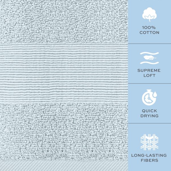 Resort Collection Soft Bath Towels | 28x55 Luxury Hotel Plush & Absorbent Cotton Bath Towel Large [4 Pack Light Blue] - Image 3