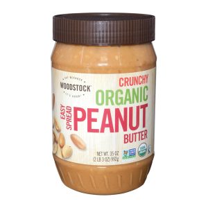 Woodstock Organic Crunchy Easy Spread Peanut Butter - Case of 12 - 35 OZ