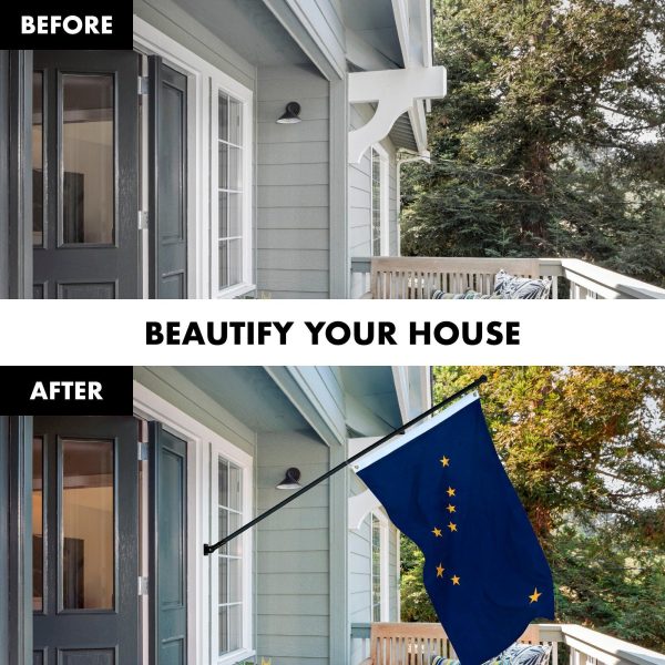 G128 Combo Pack: 6 Feet Tangle Free Spinning Flagpole (Black) Alaska AK State Flag 3x5 ft Printed 150D Brass Grommets (Flag Included) Aluminum Flag Pole - Image 3
