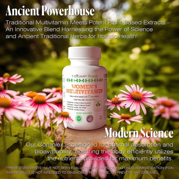Women's Multivitamin & Mineral Complex with Plant Based Extracts   Hair Skin and Nails Vitamins   Foundational Multivitamin for Women   30 Day Supply - Image 3