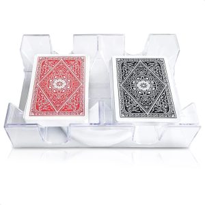 Card Holders for Playing Cards   360° Dual Deck Revolving Card Holder Stand Phase 10 Card Game Holder Uno Card Game Plastic Tray   Clear Card Holder for Poker Tables Playing Card Holders for Adults