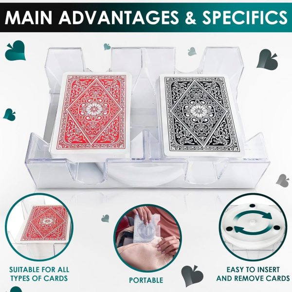 Card Holders for Playing Cards   360° Dual Deck Revolving Card Holder Stand Phase 10 Card Game Holder Uno Card Game Plastic Tray   Clear Card Holder for Poker Tables Playing Card Holders for Adults - Image 4