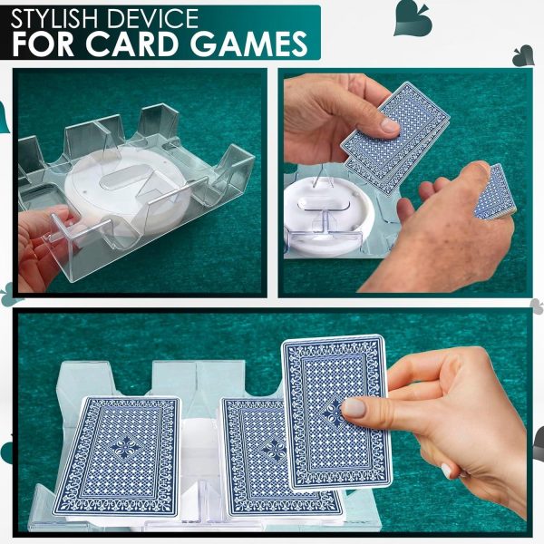 Card Holders for Playing Cards   360° Dual Deck Revolving Card Holder Stand Phase 10 Card Game Holder Uno Card Game Plastic Tray   Clear Card Holder for Poker Tables Playing Card Holders for Adults - Image 5