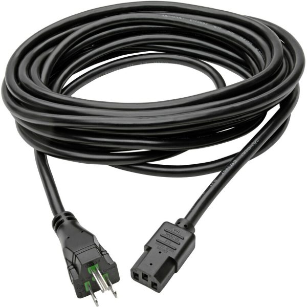 Eaton Tripp Lite Series Hospital-Grade Power Cord, NEMA 5-15P to C13 - Green Dot, 15A, 125V, 14 AWG, 25 ft. (7.62 m), Black - Image 2