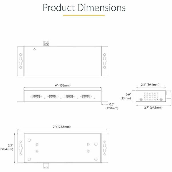 StarTech.com 4-Port Industrial USB 3.0 5Gbps Hub, Rugged USB Hub w/ ESD & Surge Protection, DIN/Wall/Desk Mountable, USB-A Expansion Hub - Image 3