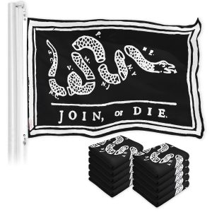 Join, or Die Black Flag 3x5 Ft 10-Pack Printed 150D Polyester By G128