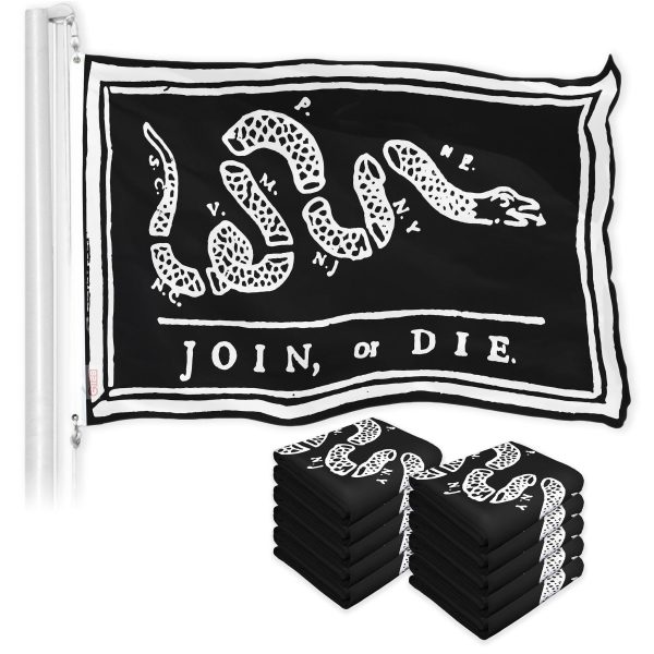Join, or Die Black Flag 3x5 Ft 10-Pack Printed 150D Polyester By G128