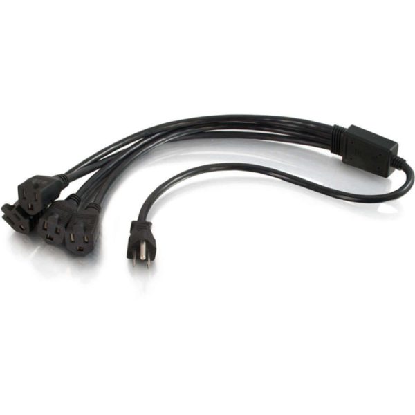 C2G 18in 1-to-4 Power Cord Splitter - 16 AWG - NEMA 5-15 to NEMA 5-15R - Image 2