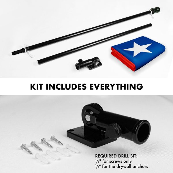 G128 Combo Pack: 6 Feet Tangle Free Spinning Flagpole (Black) Chile Chilean Flag 3x5 ft Printed 150D Brass Grommets (Flag Included) Aluminum Flag Pole - Image 2