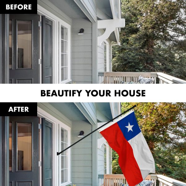 G128 Combo Pack: 6 Feet Tangle Free Spinning Flagpole (Black) Chile Chilean Flag 3x5 ft Printed 150D Brass Grommets (Flag Included) Aluminum Flag Pole - Image 3