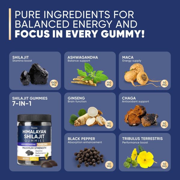 Shilajit Gummies 1000mg, Shilajit Gummies for Men and Women, Energy, Immunity Support, Pure Himalayan Shilajit Gummies with Ashwagandha, Sugar Free, Vegan, Pineapple Flavor, 30 Day Supply, 60 Gummies - Image 5