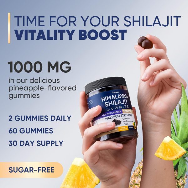 Shilajit Gummies 1000mg, Shilajit Gummies for Men and Women, Energy, Immunity Support, Pure Himalayan Shilajit Gummies with Ashwagandha, Sugar Free, Vegan, Pineapple Flavor, 30 Day Supply, 60 Gummies - Image 7