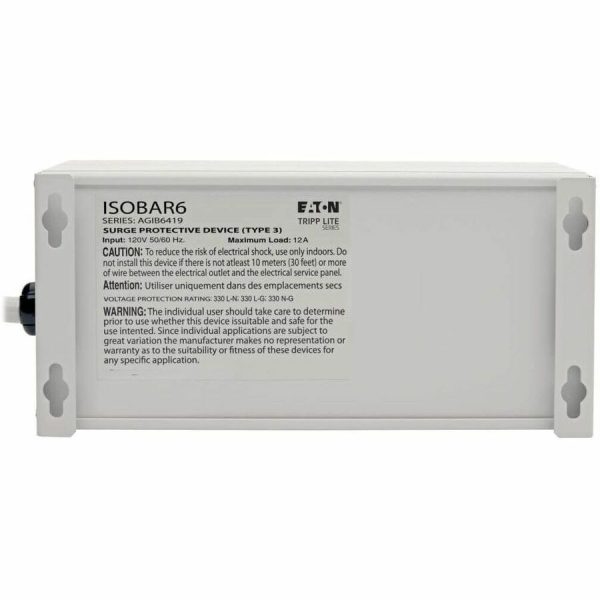 Eaton Tripp Lite Series Isobar 6-Outlet Surge Protector, 6 ft. Cord with Right-Angle Plug, 3330 Joules, Diagnostic LEDs, Metal Housing - Image 2