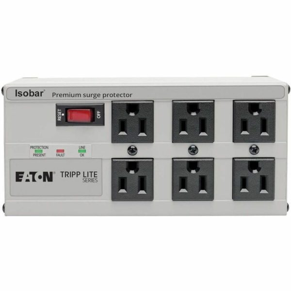 Eaton Tripp Lite Series Isobar 6-Outlet Surge Protector, 6 ft. Cord with Right-Angle Plug, 3330 Joules, Diagnostic LEDs, Metal Housing - Image 5