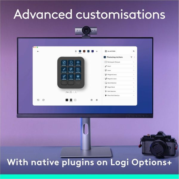 Logitech MX Creative Console, Programmable Keypad With 9 Customizable LCD Keys and Control Dial for Graphic Design, Video Editing, Photography, use with Adobe, Zoom, Spotify and more (Graphite) - Image 5