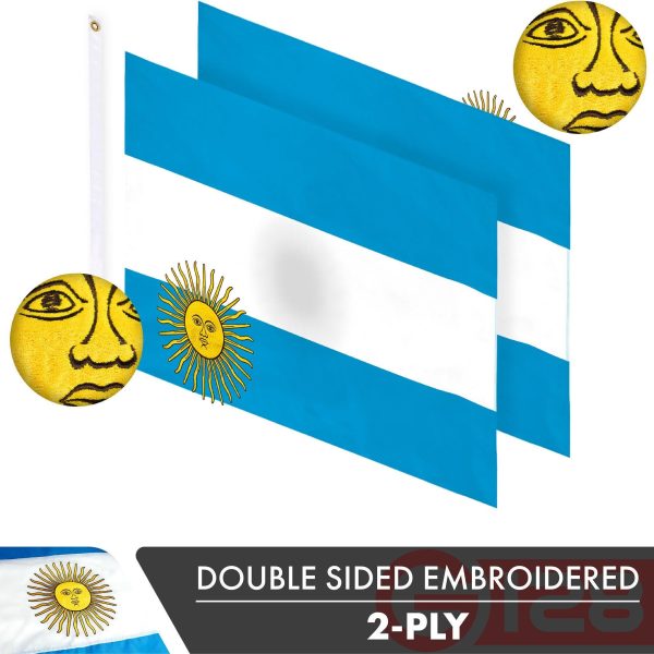 Argentina Argentianian Flag 3x5 Ft 10-Pack Double-sided Embroidered Polyester By G128 - Image 2