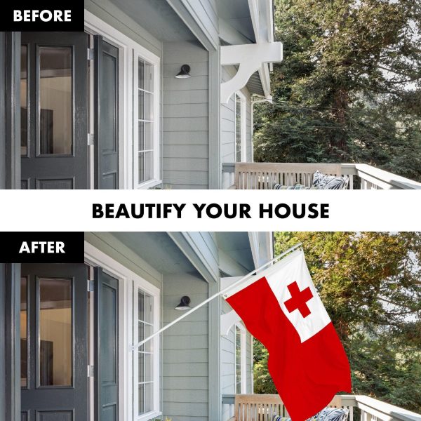 G128 Combo Pack: 6 Ft Tangle Free Aluminum Spinning Flagpole (White) & Tonga Tongan Flag 3x5 Ft, LiteWeave Pro Series Printed 150D Polyester | Pole with Flag Included - Image 3