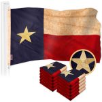 G128 10 Pack: Texas Tea-Stained Flag | 2x3 Ft | ToughWeave Pro Series Embroidered 420D Polyester | Embroidered Design, Indoor/Outdoor, Brass Grommets, High Quality