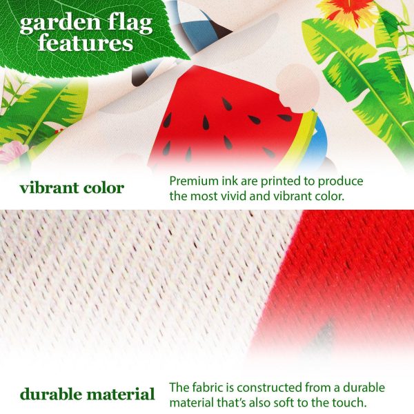 G128 Combo Pack: Garden Flag Stand Black 36 in x 16 in & Garden Flag Summer Decoration Welcome Gnome with Watermelon Slice 12"x18" Double-Sided Blockout Fabric - Image 3
