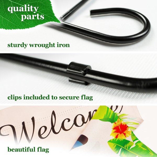 G128 Combo Pack: Garden Flag Stand Black 36 in x 16 in & Garden Flag Summer Decoration Welcome Gnome with Watermelon Slice 12"x18" Double-Sided Blockout Fabric - Image 4