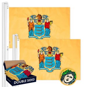 New Jersey NJ State Flag 3x5 Ft 2-Pack Double-sided Embroidered Polyester By G128