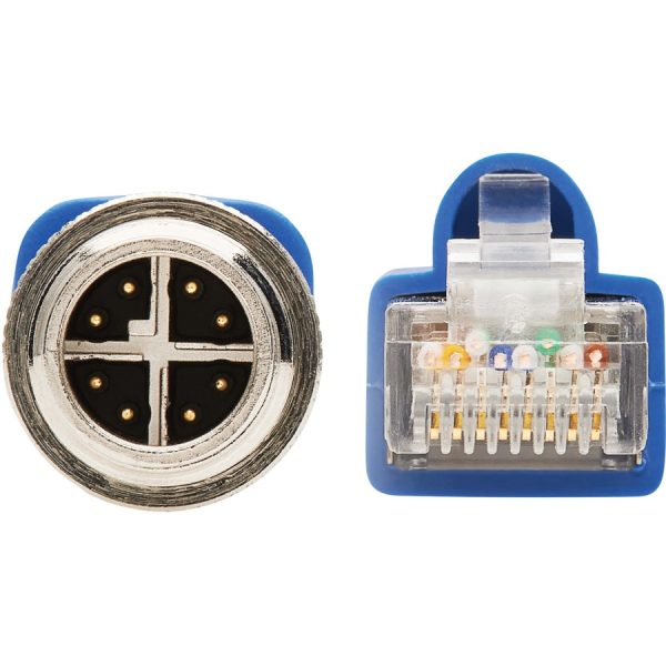 Eaton Tripp Lite Series M12 X-Code Cat6a 10G F/UTP CMR-LP Shielded Ethernet Cable (M12 M/RJ45 M), IP68, PoE, Blue, 10 m (32.8 ft.), TAA - Image 3